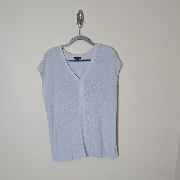 J. Jill Light Gray/Silver Ribbed Lightweight Cotton Blend Vest Size Large Petite - Picture 1 of 10